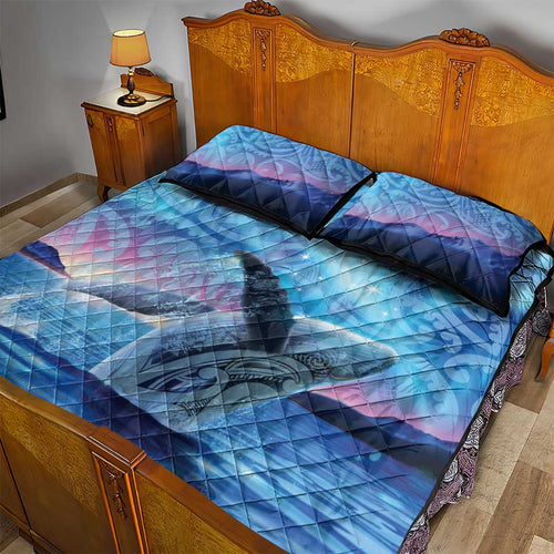 New Zealand Matariki Humpback Whale Quilt Bed Set Paikea Maori New Year Blue Galaxy