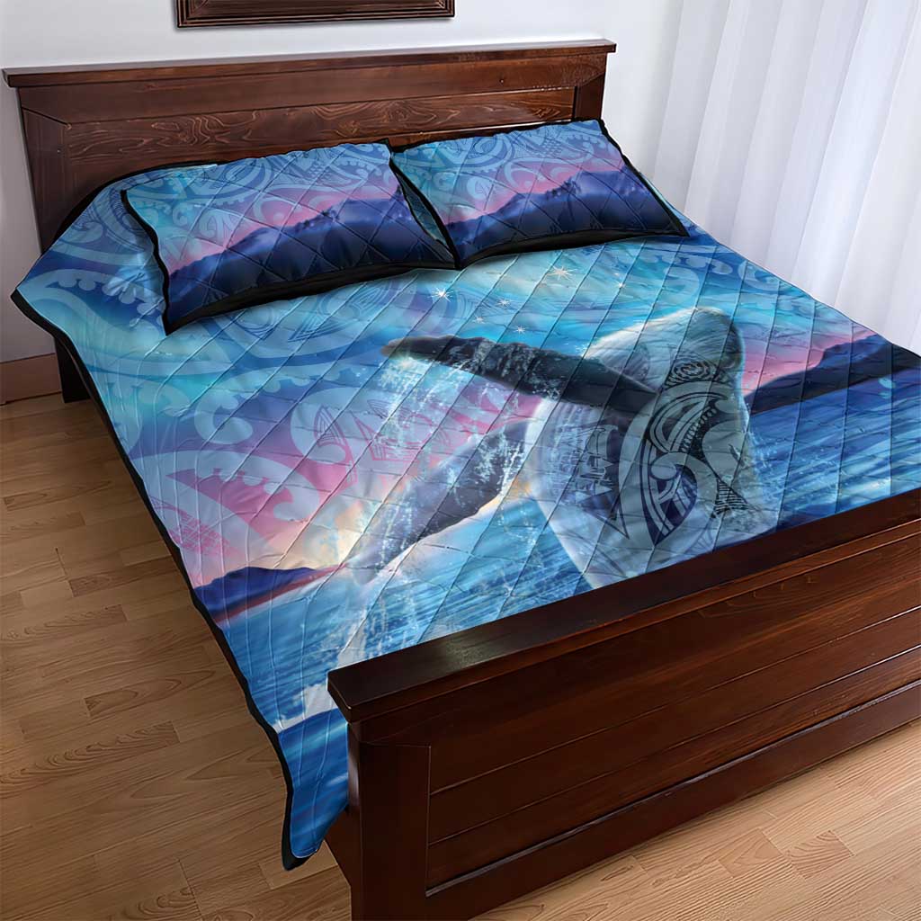 New Zealand Matariki Humpback Whale Quilt Bed Set Paikea Maori New Year Blue Galaxy
