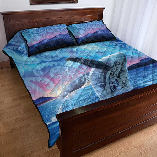 New Zealand Matariki Humpback Whale Quilt Bed Set Paikea Maori New Year Blue Galaxy