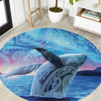 New Zealand Matariki Humpback Whale Round Carpet Paikea Maori New Year Blue Galaxy