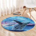 New Zealand Matariki Humpback Whale Round Carpet Paikea Maori New Year Blue Galaxy