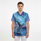 New Zealand Matariki Humpback Whale Scrub Top Paikea Maori New Year Blue Galaxy