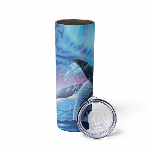 New Zealand Matariki Humpback Whale Skinny Tumbler Paikea Maori New Year Blue Galaxy