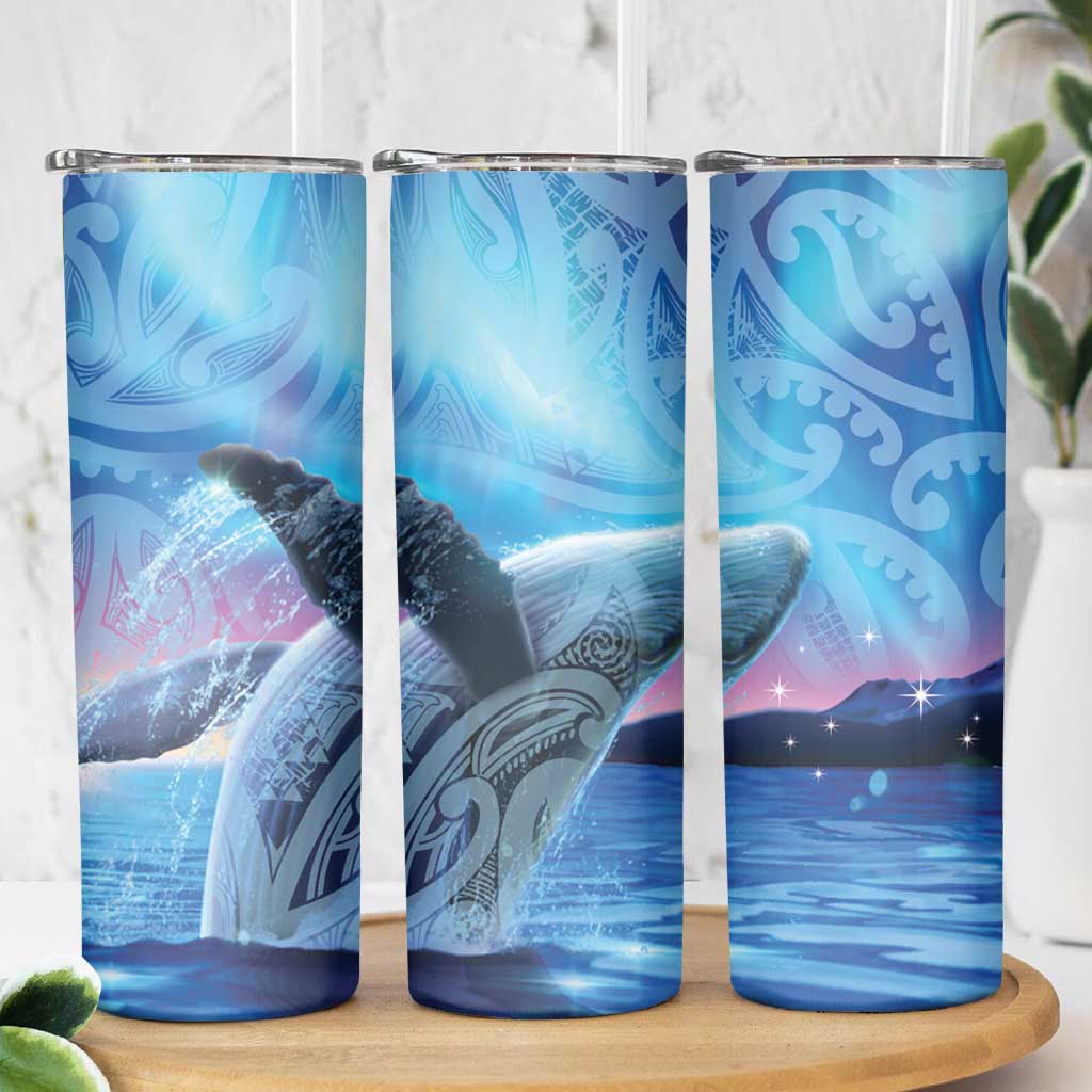 New Zealand Matariki Humpback Whale Skinny Tumbler Paikea Maori New Year Blue Galaxy
