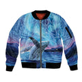 New Zealand Matariki Humpback Whale Sleeve Zip Bomber Jacket Paikea Maori New Year Blue Galaxy