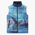 New Zealand Matariki Humpback Whale Sleeveless Puffer Jacket Paikea Maori New Year Blue Galaxy