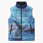 New Zealand Matariki Humpback Whale Sleeveless Puffer Jacket Paikea Maori New Year Blue Galaxy