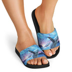 New Zealand Matariki Humpback Whale Slide Sandals Paikea Maori New Year Blue Galaxy