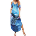 New Zealand Matariki Humpback Whale Summer Maxi Dress Paikea Maori New Year Blue Galaxy