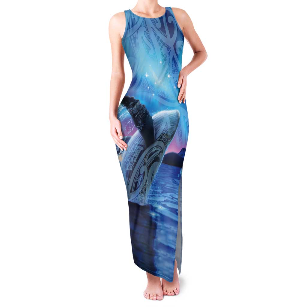 New Zealand Matariki Humpback Whale Tank Maxi Dress Paikea Maori New Year Blue Galaxy