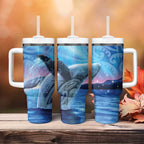 New Zealand Matariki Humpback Whale Tumbler With Handle Paikea Maori New Year Blue Galaxy