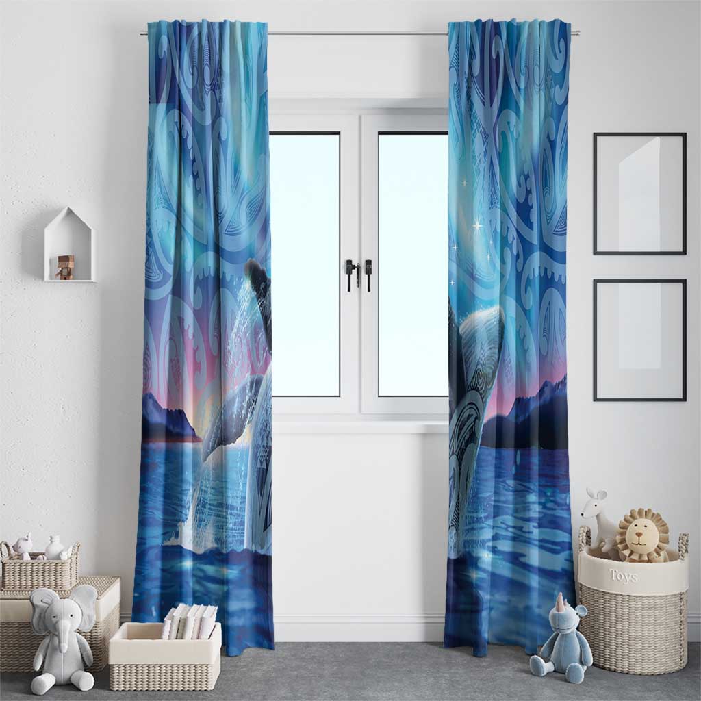 New Zealand Matariki Humpback Whale Window Curtain Paikea Maori New Year Blue Galaxy