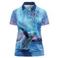 New Zealand Matariki Humpback Whale Women Polo Shirt Paikea Maori New Year Blue Galaxy