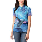 New Zealand Matariki Humpback Whale Women Polo Shirt Paikea Maori New Year Blue Galaxy
