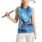 New Zealand Matariki Humpback Whale Women Sleeveless Polo Shirt Paikea Maori New Year Blue Galaxy