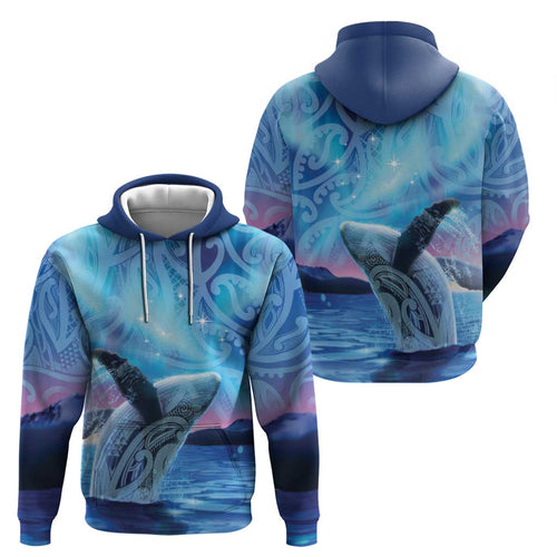 New Zealand Matariki Humpback Whale Zip Hoodie Paikea Maori New Year Blue Galaxy