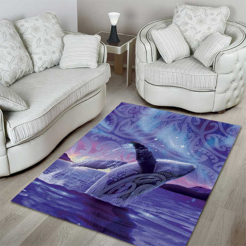 New Zealand Matariki Humpback Whale Area Rug Paikea Maori New Year Purple Galaxy