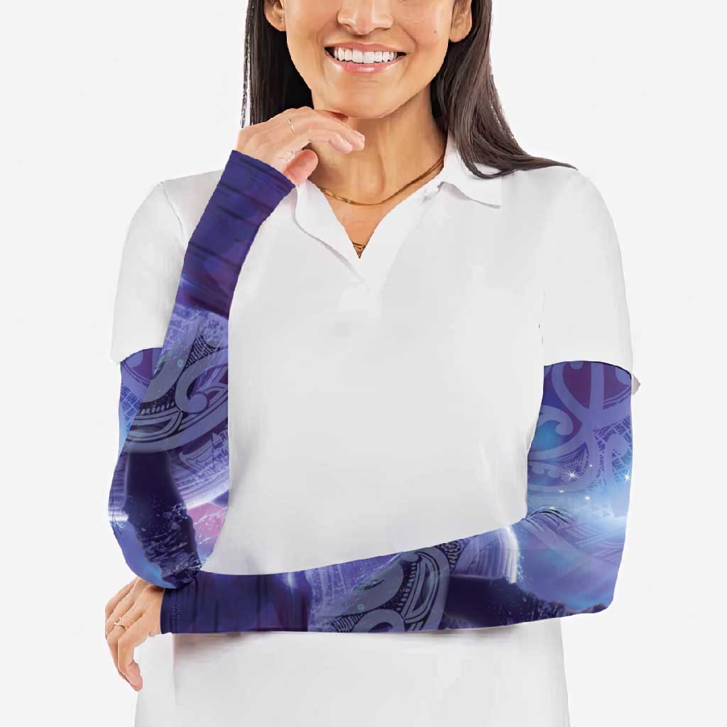 New Zealand Matariki Humpback Whale Arm Sleeves Paikea Maori New Year Purple Galaxy