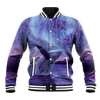 New Zealand Matariki Humpback Whale Baseball Jacket Paikea Maori New Year Purple Galaxy