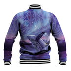 New Zealand Matariki Humpback Whale Baseball Jacket Paikea Maori New Year Purple Galaxy