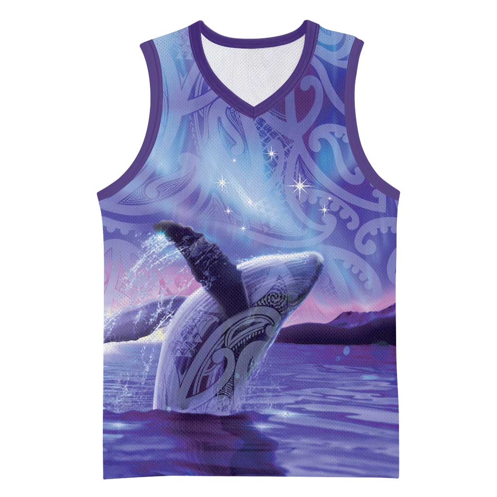New Zealand Matariki Humpback Whale Basketball Jersey Paikea Maori New Year Purple Galaxy