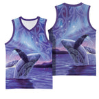New Zealand Matariki Humpback Whale Basketball Jersey Paikea Maori New Year Purple Galaxy