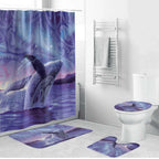 New Zealand Matariki Humpback Whale Bathroom Set Paikea Maori New Year Purple Galaxy