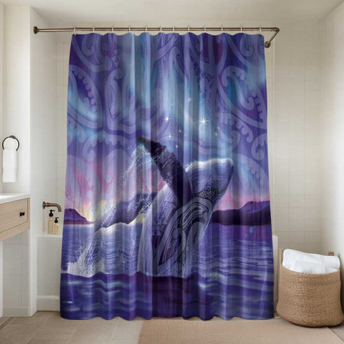 New Zealand Matariki Humpback Whale Bathroom Set Paikea Maori New Year Purple Galaxy
