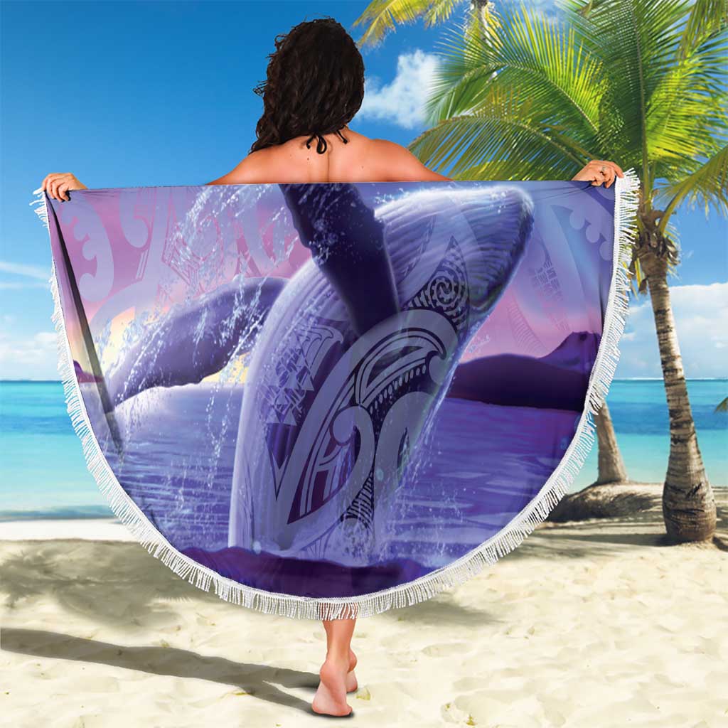 New Zealand Matariki Humpback Whale Beach Blanket Paikea Maori New Year Purple Galaxy