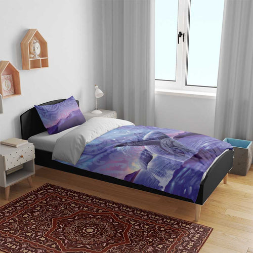 New Zealand Matariki Humpback Whale Bedding Set Paikea Maori New Year Purple Galaxy