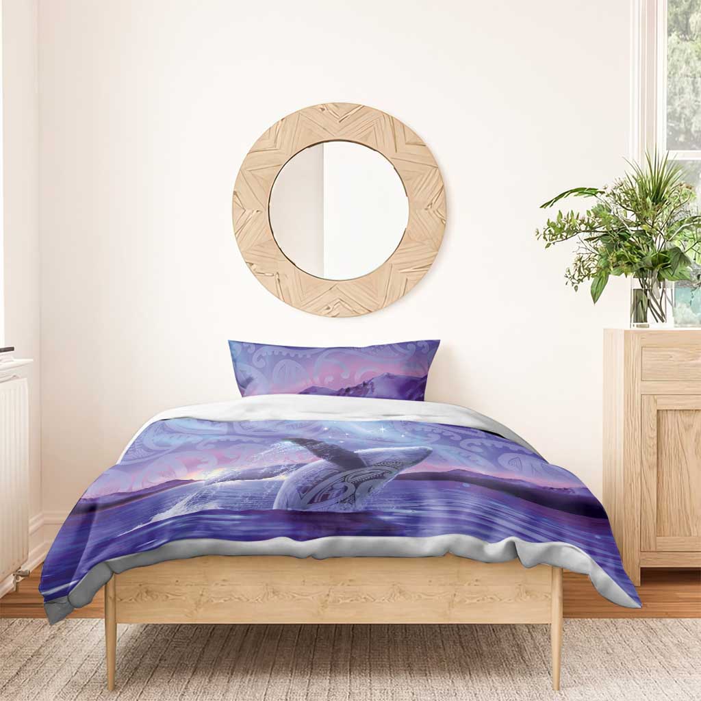 New Zealand Matariki Humpback Whale Bedding Set Paikea Maori New Year Purple Galaxy