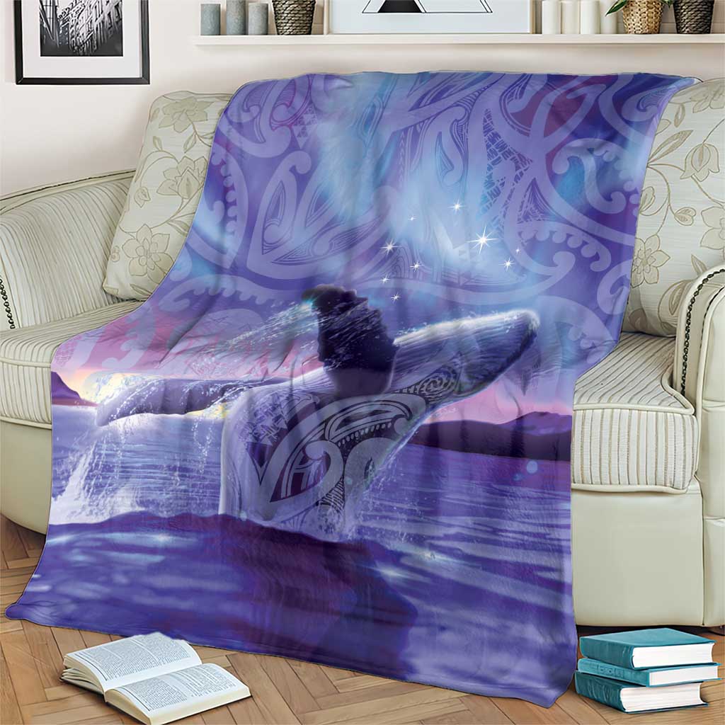 New Zealand Matariki Humpback Whale Blanket Paikea Maori New Year Purple Galaxy