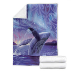 New Zealand Matariki Humpback Whale Blanket Paikea Maori New Year Purple Galaxy