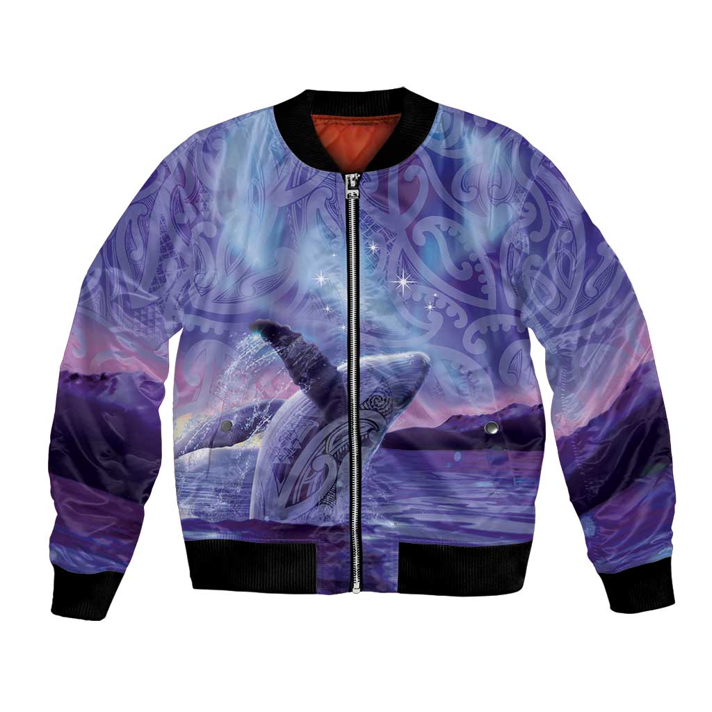 New Zealand Matariki Humpback Whale Bomber Jacket Paikea Maori New Year Purple Galaxy