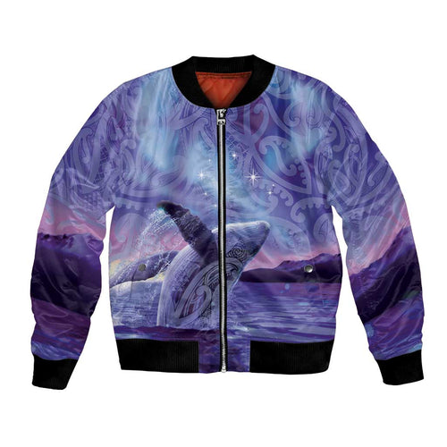 New Zealand Matariki Humpback Whale Bomber Jacket Paikea Maori New Year Purple Galaxy