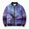 New Zealand Matariki Humpback Whale Bomber Puffer Jacket Paikea Maori New Year Purple Galaxy