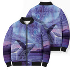 New Zealand Matariki Humpback Whale Bomber Puffer Jacket Paikea Maori New Year Purple Galaxy