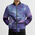 New Zealand Matariki Humpback Whale Bomber Puffer Jacket Paikea Maori New Year Purple Galaxy