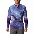 New Zealand Matariki Humpback Whale Button Sweatshirt Paikea Maori New Year Purple Galaxy
