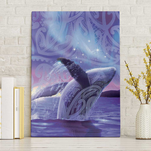 New Zealand Matariki Humpback Whale Canvas Wall Art Paikea Maori New Year Purple Galaxy