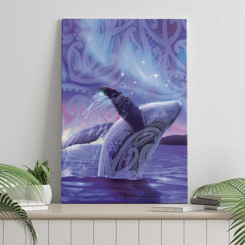 New Zealand Matariki Humpback Whale Canvas Wall Art Paikea Maori New Year Purple Galaxy