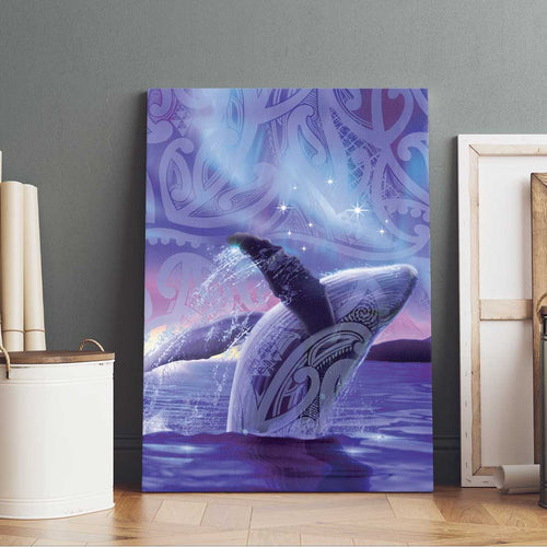 New Zealand Matariki Humpback Whale Canvas Wall Art Paikea Maori New Year Purple Galaxy