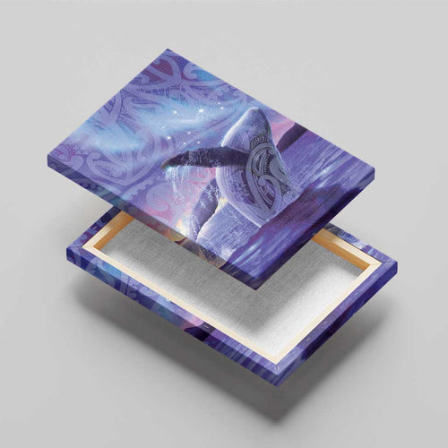 New Zealand Matariki Humpback Whale Canvas Wall Art Paikea Maori New Year Purple Galaxy