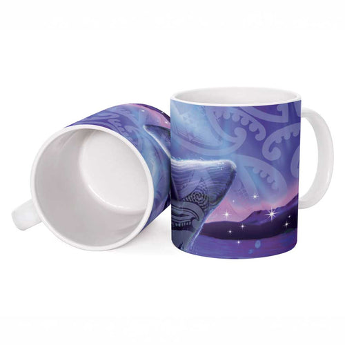 New Zealand Matariki Humpback Whale Ceramic Mug Paikea Maori New Year Purple Galaxy