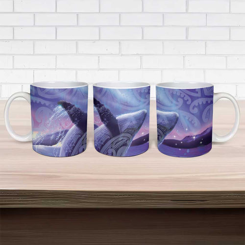 New Zealand Matariki Humpback Whale Ceramic Mug Paikea Maori New Year Purple Galaxy