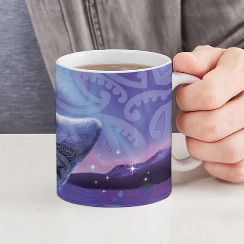 New Zealand Matariki Humpback Whale Ceramic Mug Paikea Maori New Year Purple Galaxy