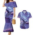 New Zealand Matariki Humpback Whale Couples Matching Mermaid Dress and Hawaiian Shirt Paikea Maori New Year Purple Galaxy