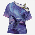 New Zealand Matariki Humpback Whale Cross Shoulder Shirt Paikea Maori New Year Purple Galaxy