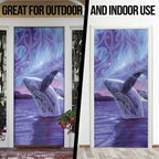 New Zealand Matariki Humpback Whale Door Cover Paikea Maori New Year Purple Galaxy