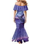 New Zealand Matariki Humpback Whale Family Matching Mermaid Dress and Hawaiian Shirt Paikea Maori New Year Purple Galaxy
